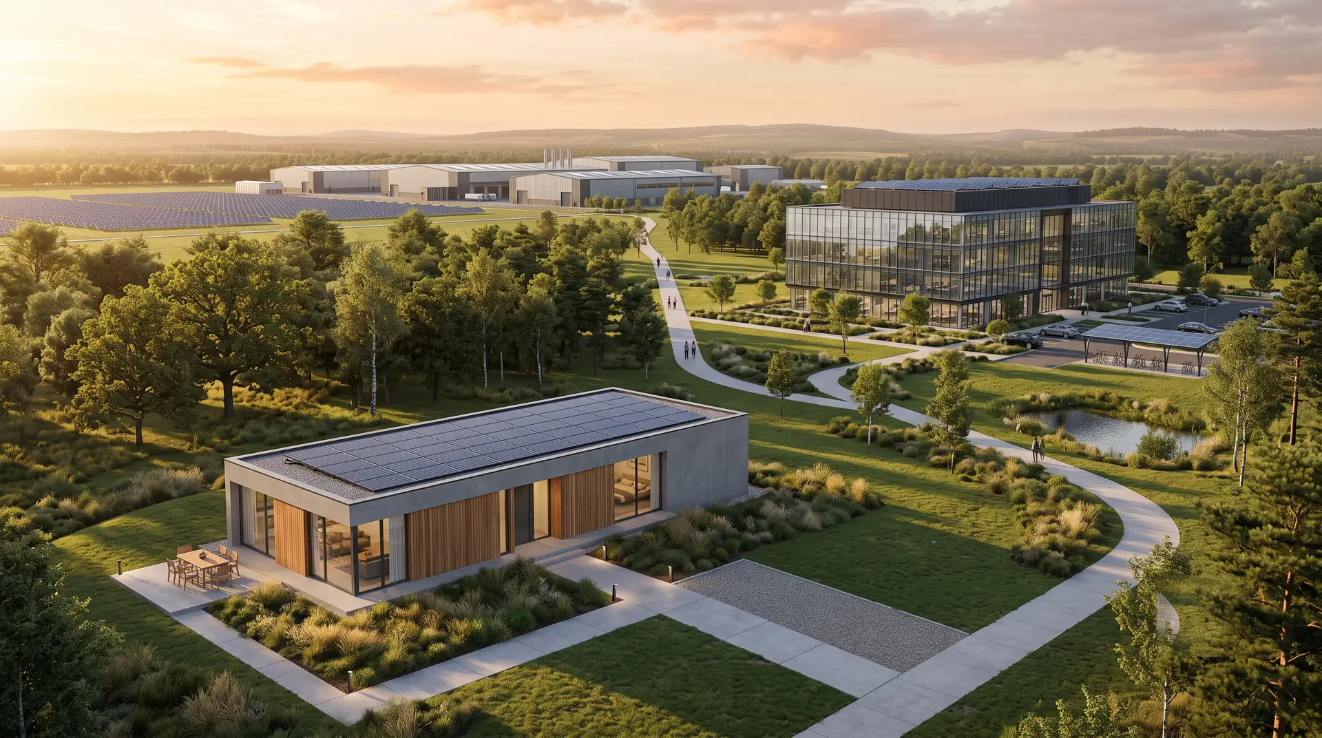 Delvion Energy installations across a residential home, commercial building and industrial site